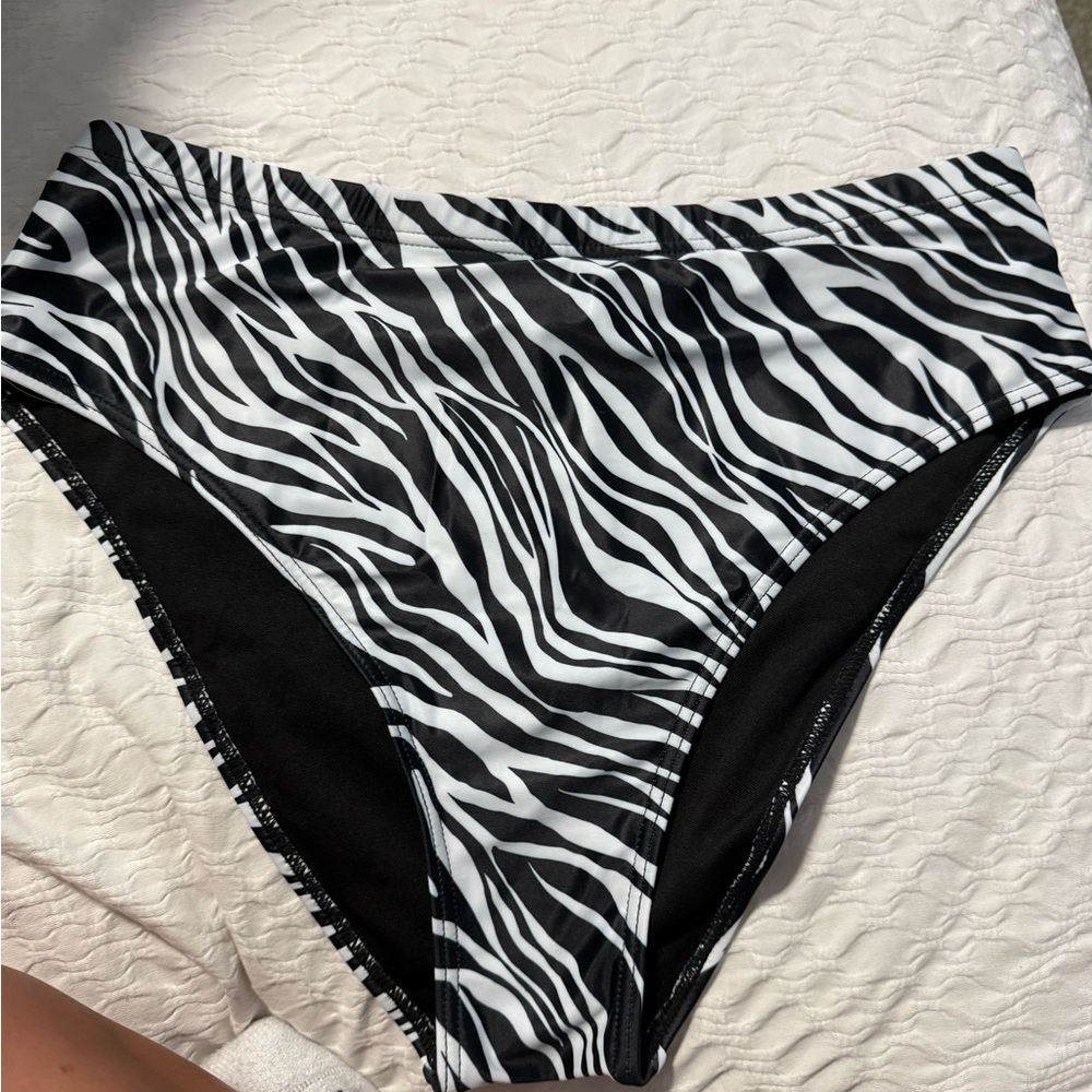 Zebra Print High-Waisted Bikini Bottoms